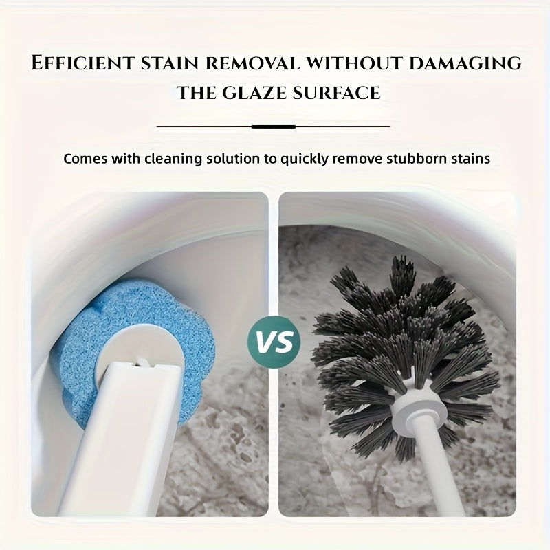 Wall-Mount Toilet Brush Set (Replacement Heads Included)