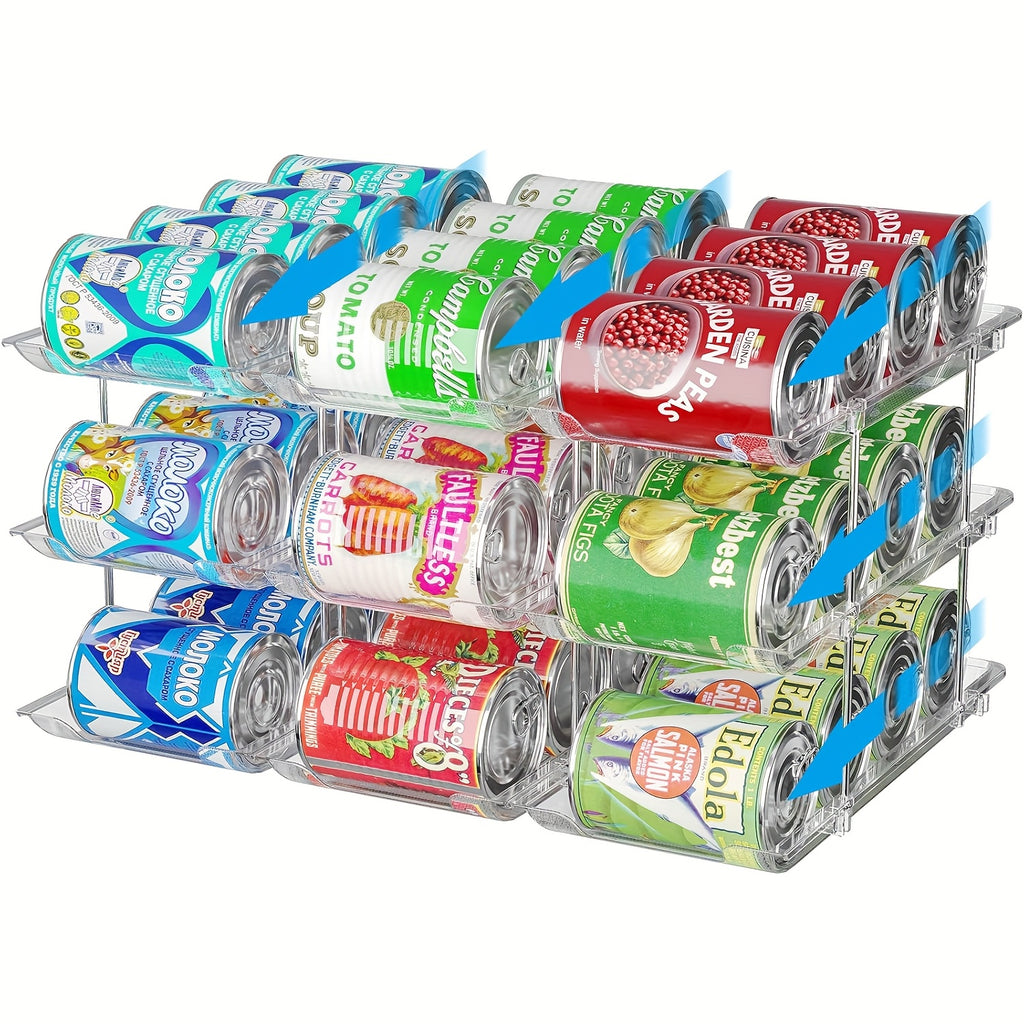 Transparent PET Auto-Roll & Stackable Can Rack (Set of 3)