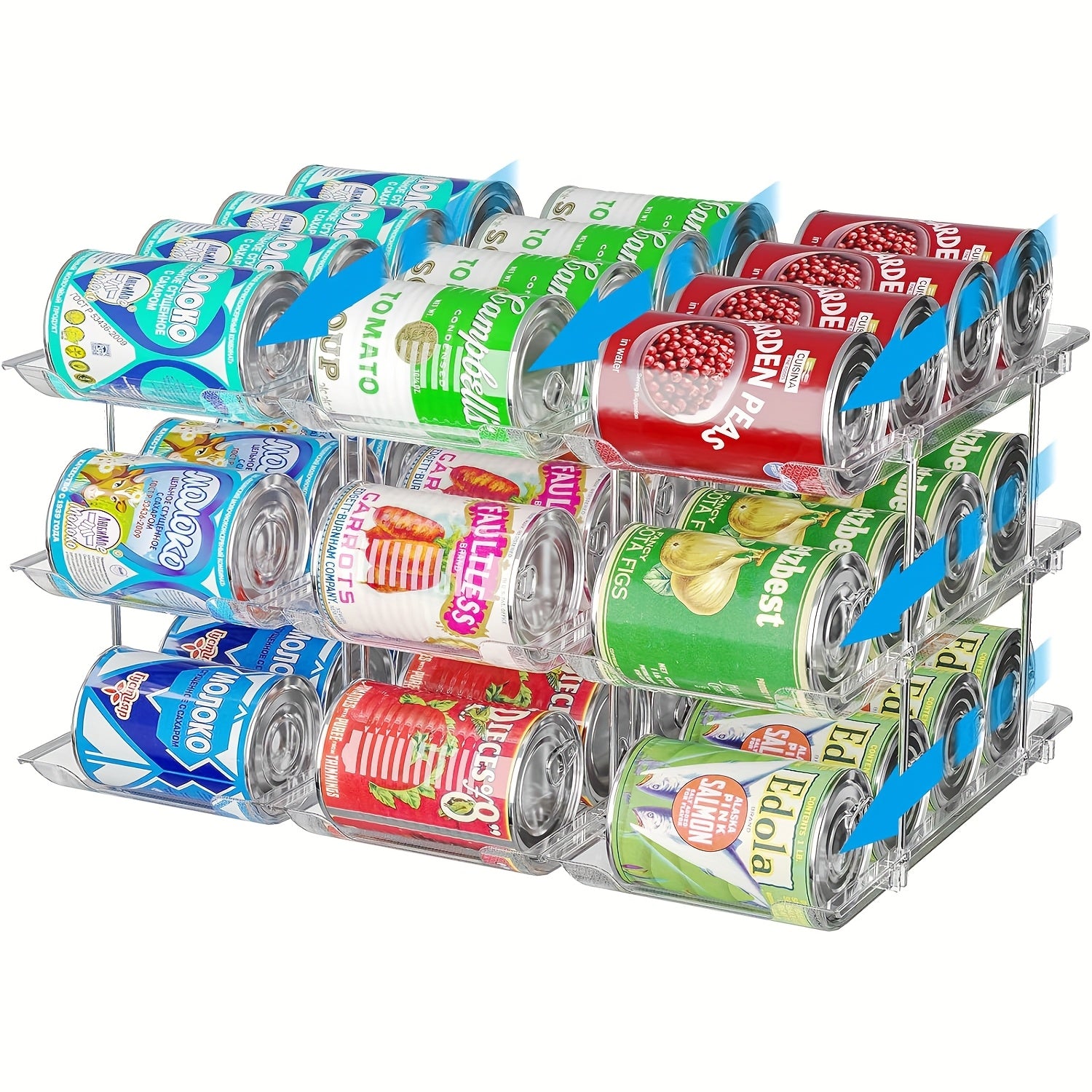 Transparent PET Auto-Roll & Stackable Can Rack (Set of 3)