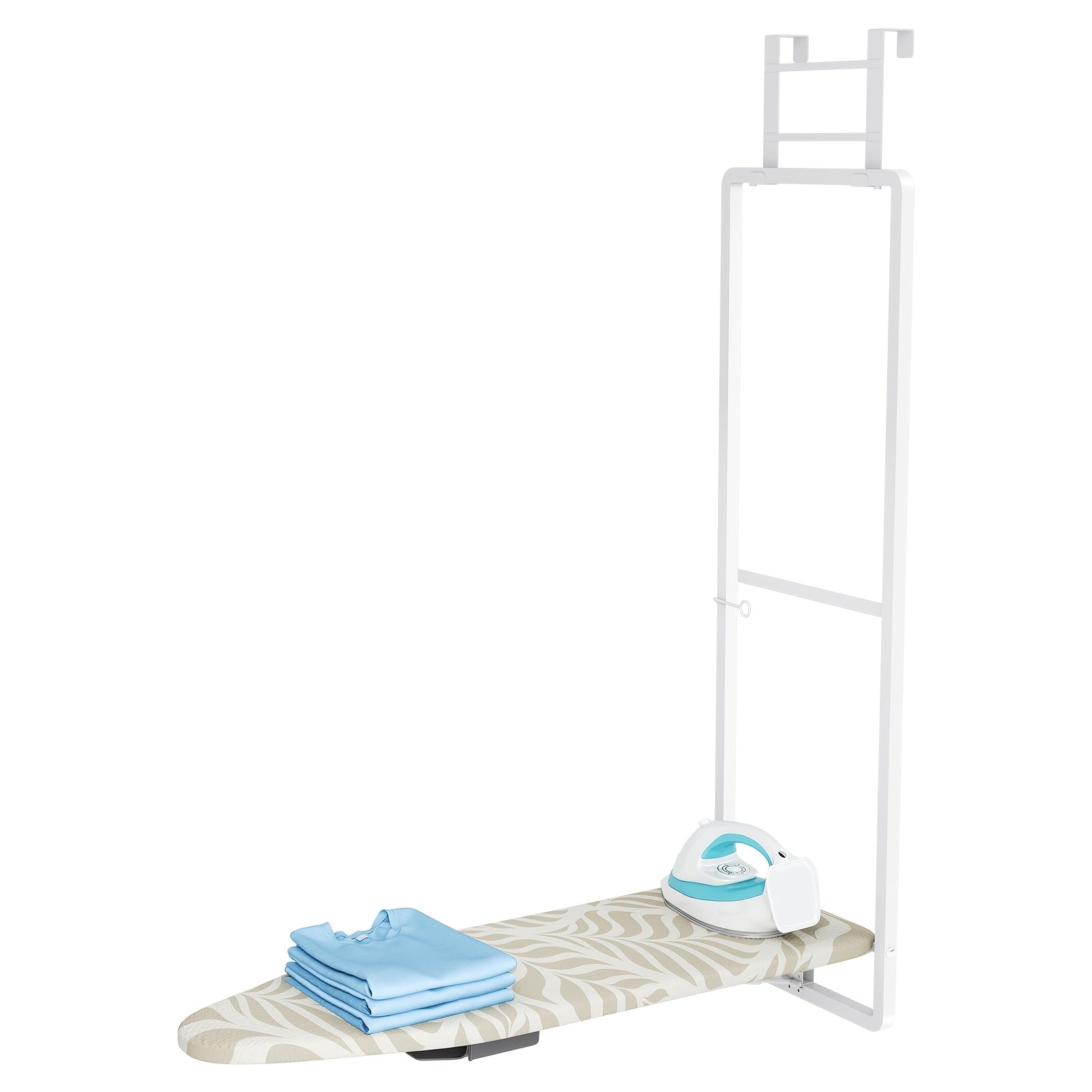 Space-Saving Heat-Resistant Fold-Down Ironing Board (Over-Door)