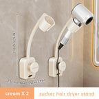 No-Drill Suction Cup Metal Swivel Hair Dryer Holder