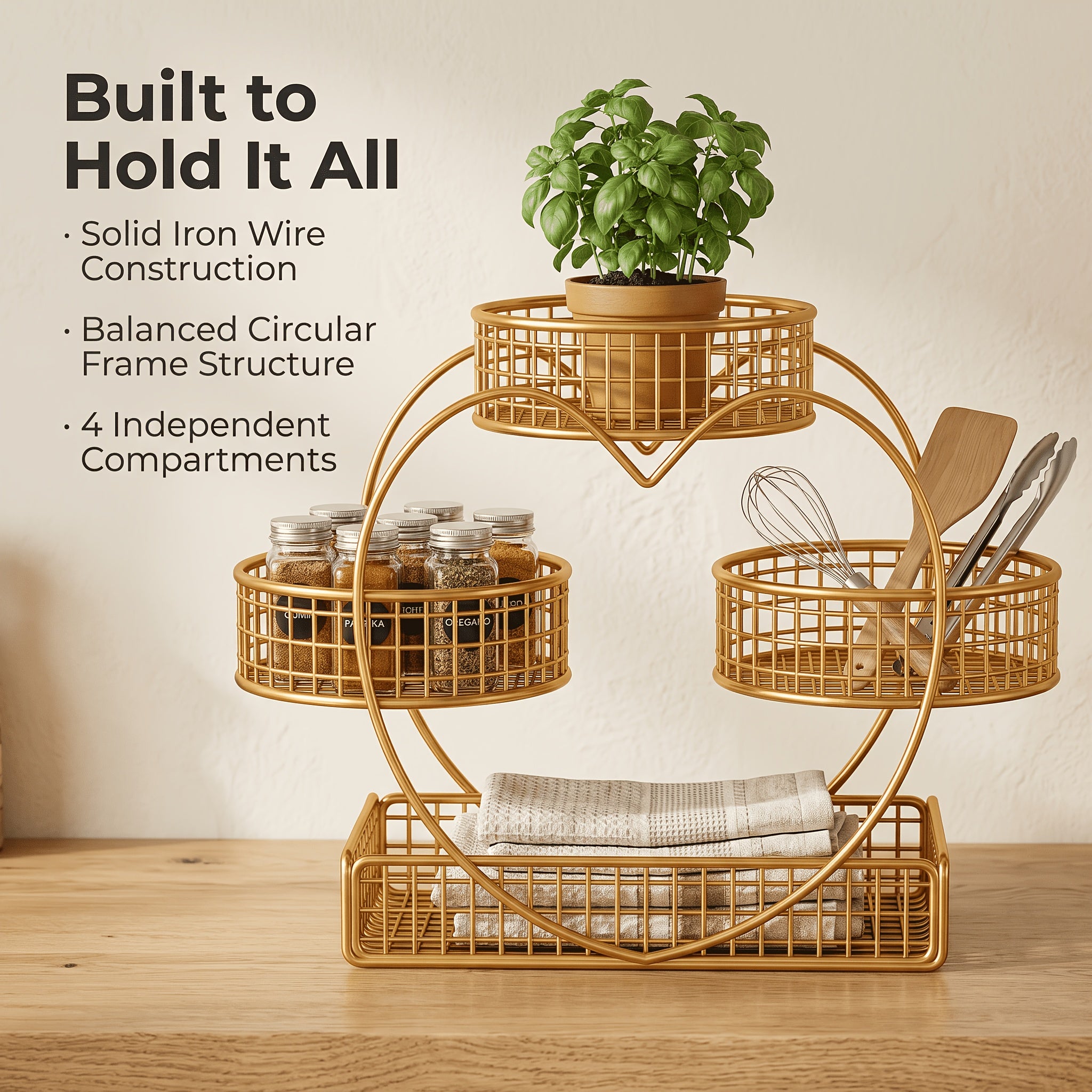 Heart-Shaped 3-Tier Metal Fruit Basket