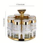 Clear Glass Rotating Multi-Hole Spice Jar Set (8-Piece)