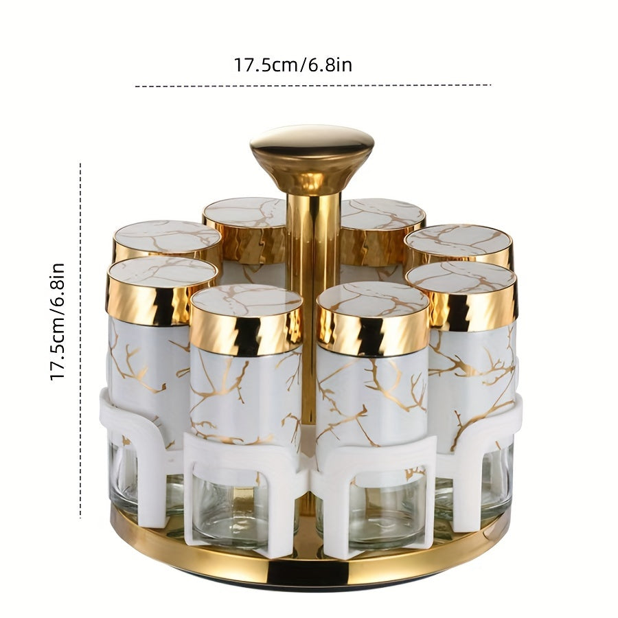 Clear Glass Rotating Multi-Hole Spice Jar Set (8-Piece)