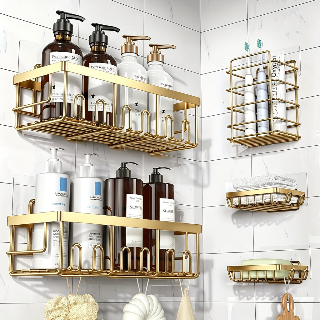 Rustproof 316 Stainless Steel No-Drill Shower Caddy (Set of 5)