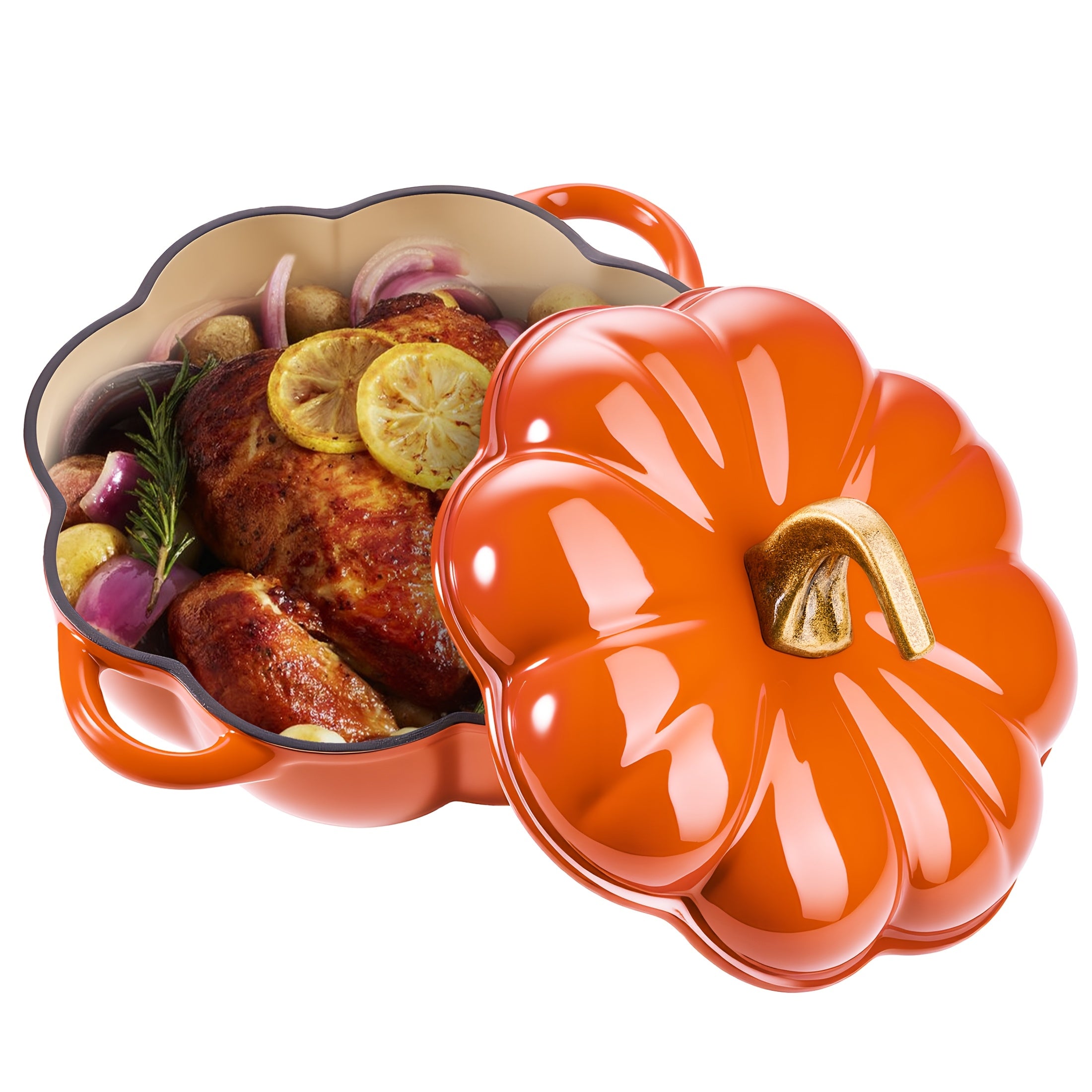 Pumpkin-Shaped Enameled Cast Iron Dutch Oven (4.5 Quart)