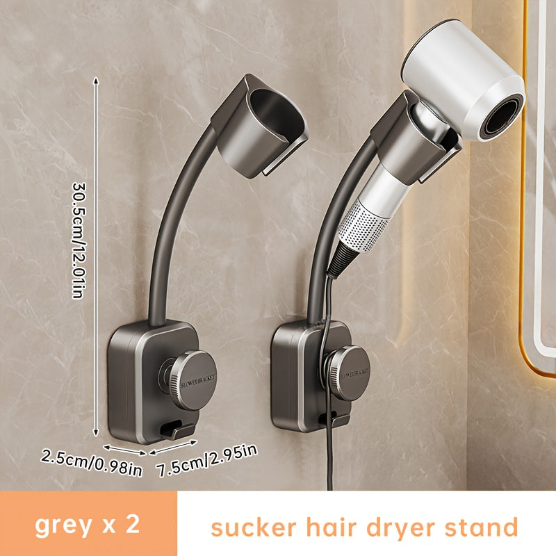 No-Drill Suction Cup Metal Swivel Hair Dryer Holder