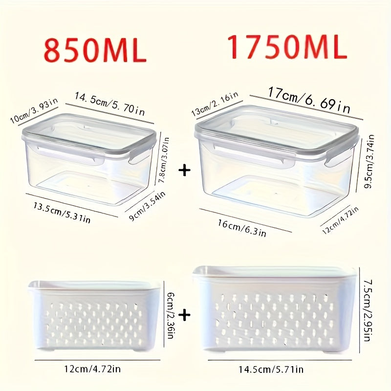 Square Reusable Food Storage Containers With Drain Baskets (Set of 6)