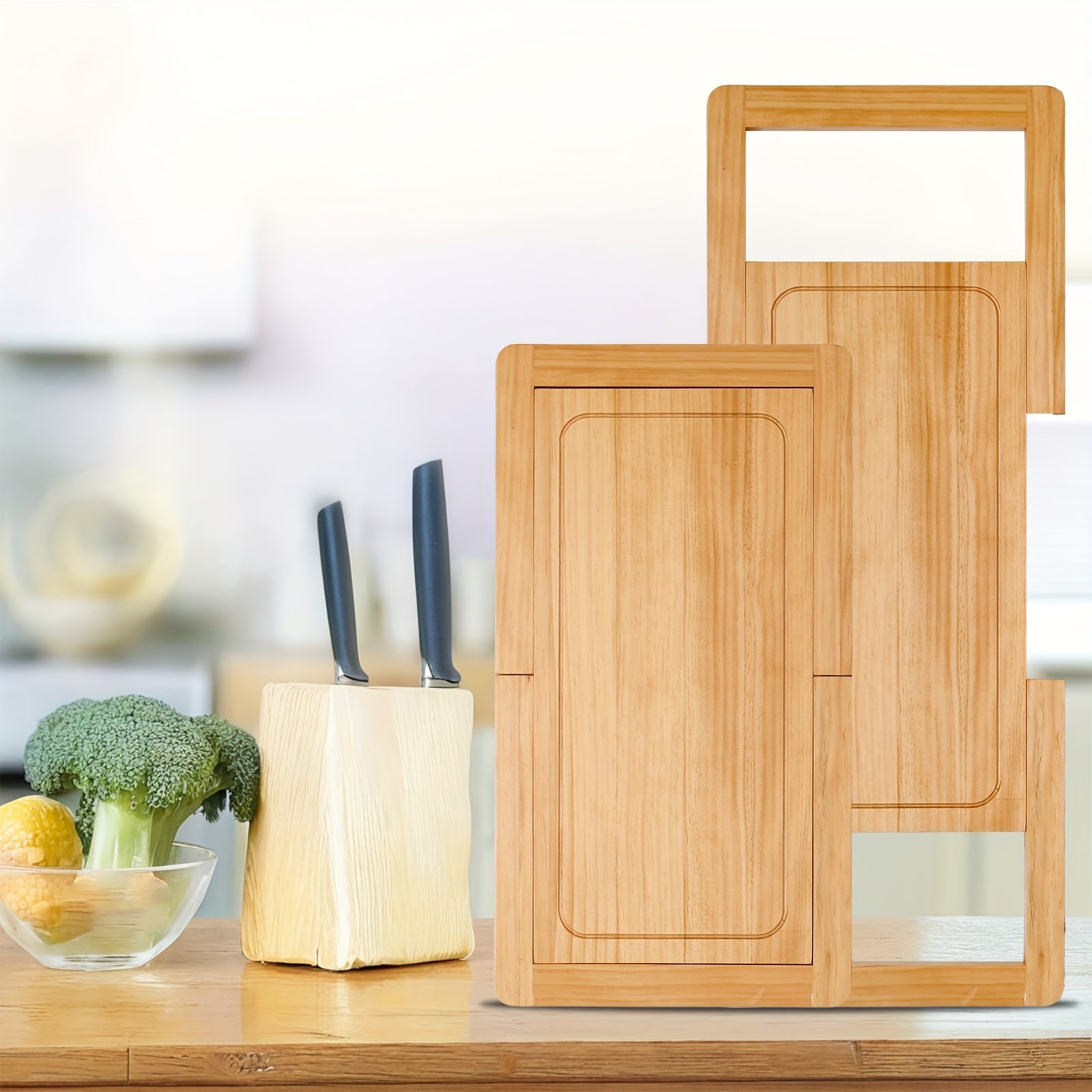 Adjustable Double-Sided Wooden Cutting Board (Juice Groove)