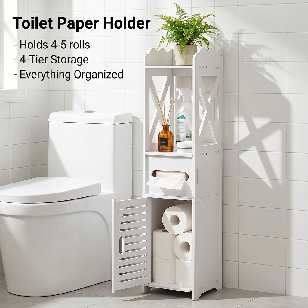 Slim Freestanding Bathroom Storage Cabinet (4-Shelf)