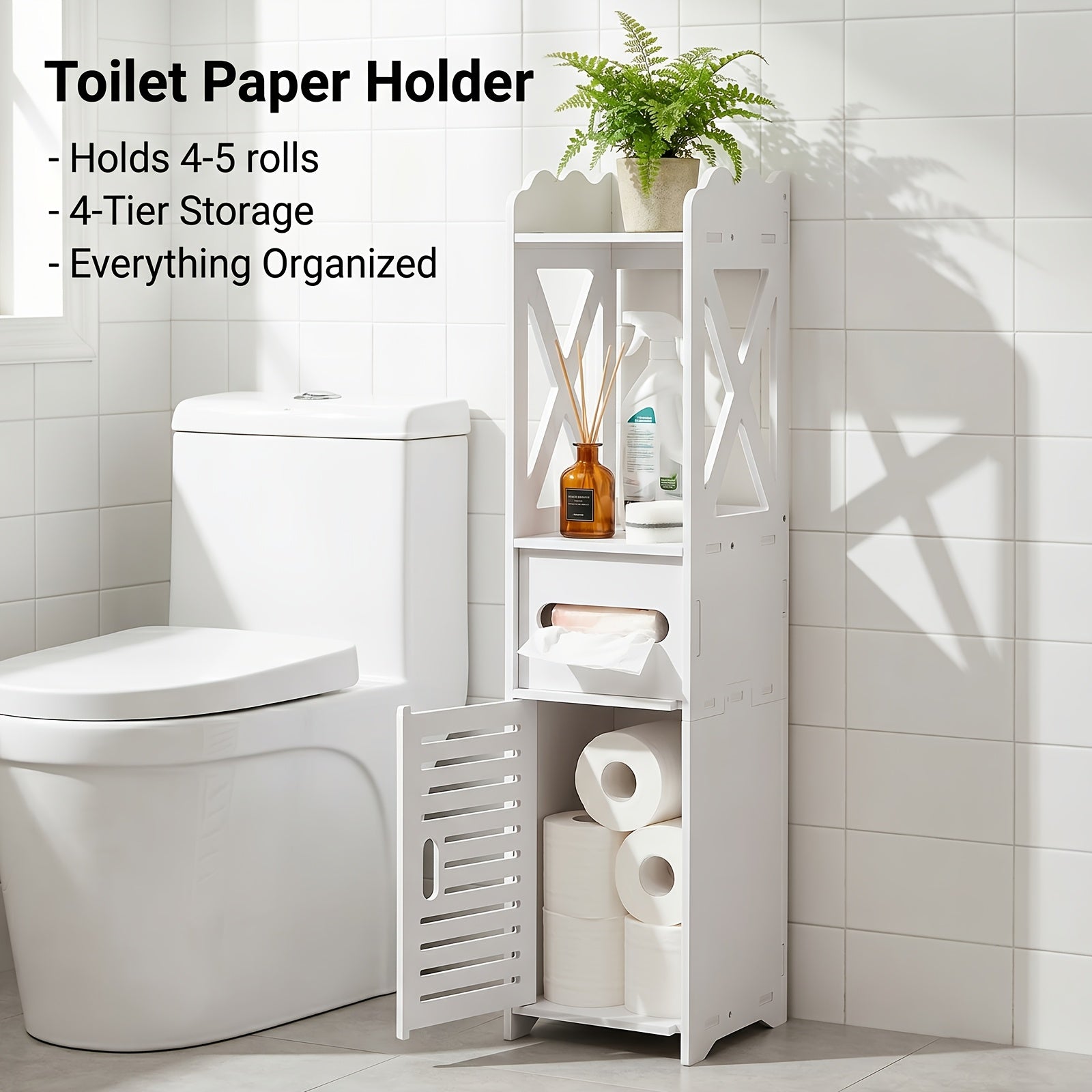 Slim Freestanding Bathroom Storage Cabinet (4-Shelf)