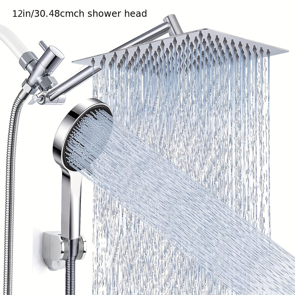 High-Pressure Stainless Steel Rainfall & Handheld Shower Head (Wall-Mount)