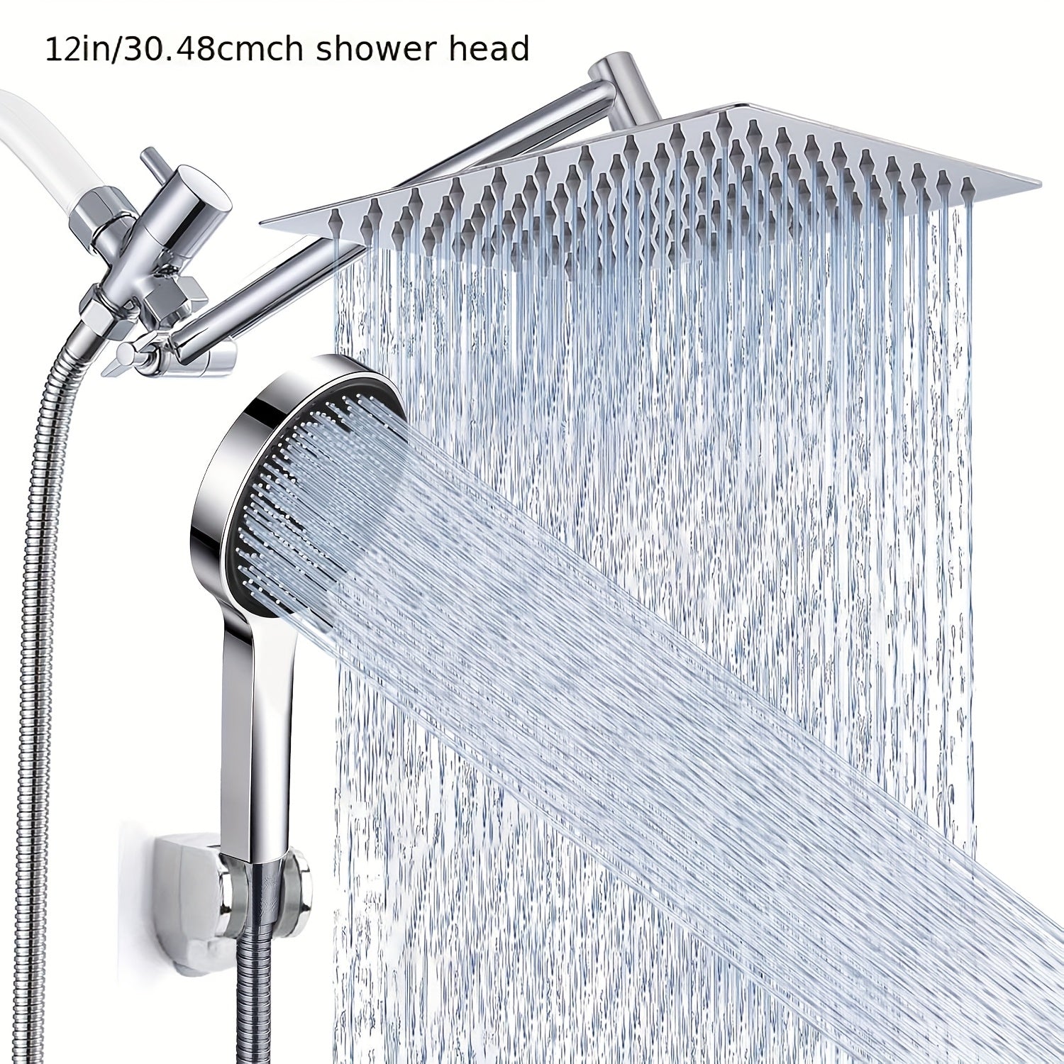 High-Pressure Stainless Steel Rainfall & Handheld Shower Head (Wall-Mount)