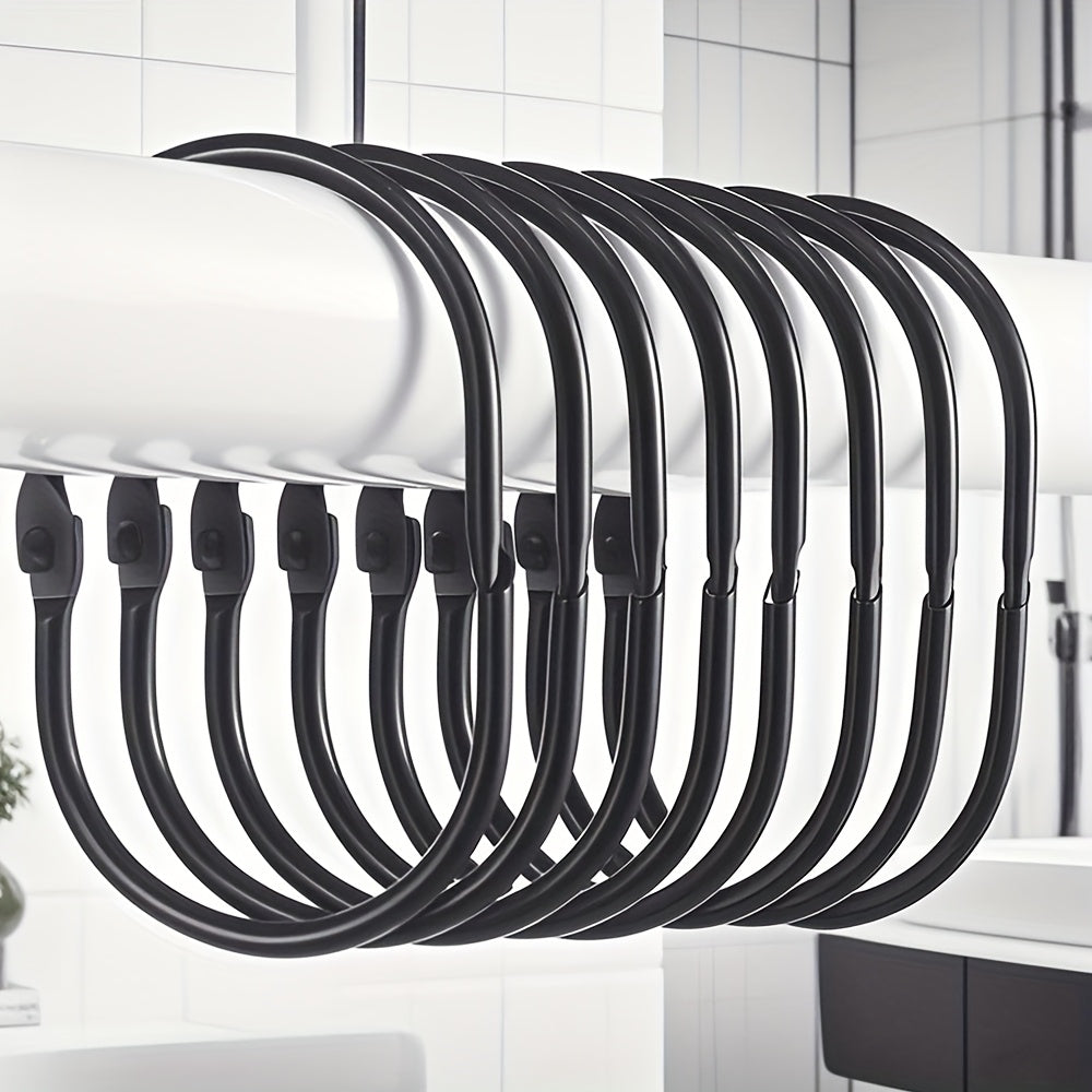 Rust-Resistant Anti-Tangle Oval Snap Shower Curtain Rings (Set of 13)