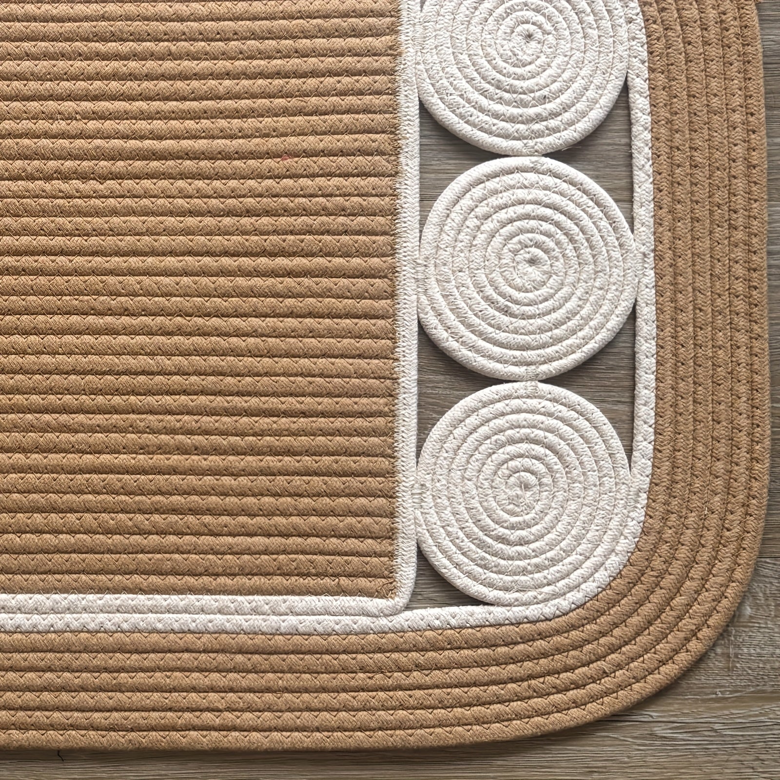 Handwoven Linen Non-Slip Toilet Rug & Bath Mat Set (Set of 2)