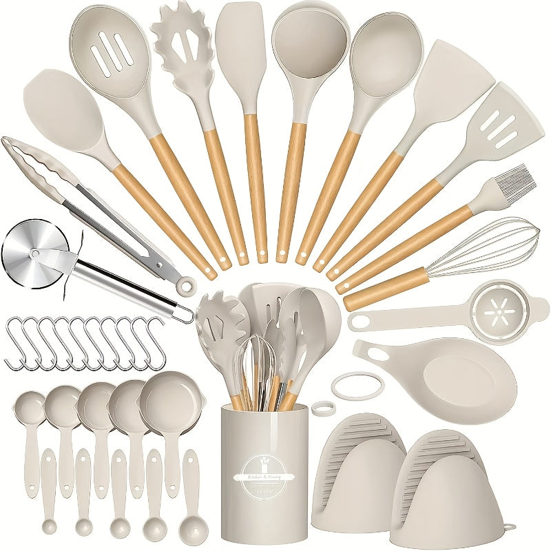 Heat-Resistant Silicone & Dishwasher-Safe Utensil Set (37/44 Pcs)