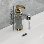 Marble Pattern Gold-Plated Ceramic Valve Basin Faucet (Single-Hole)