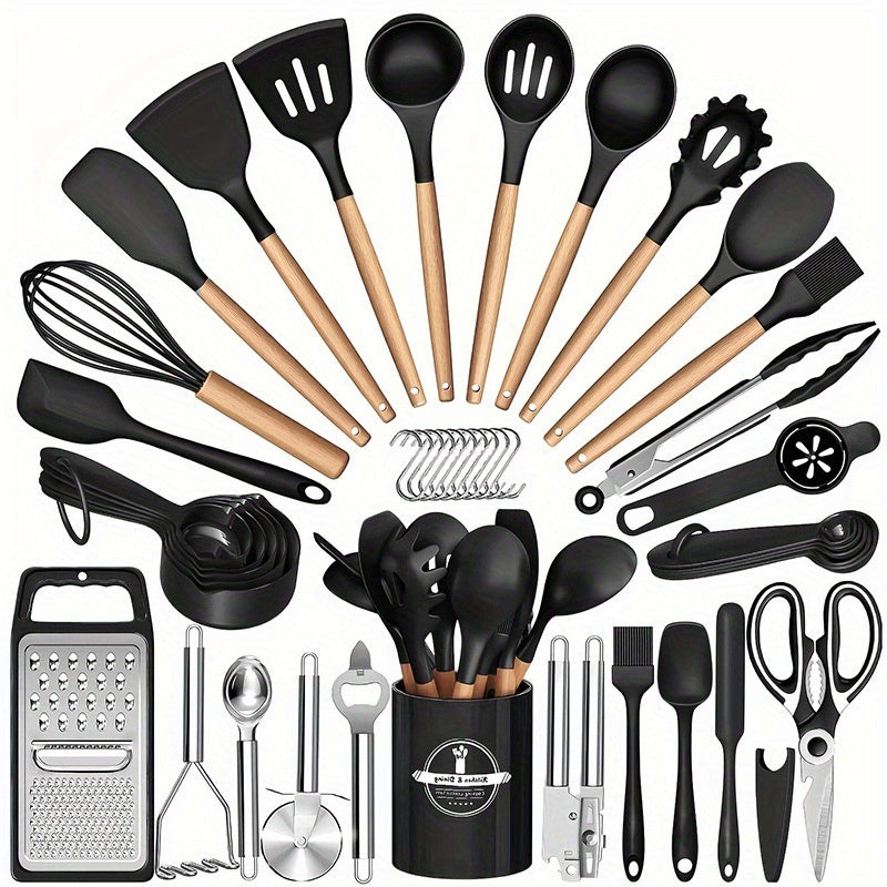 Heat-Resistant Silicone & Dishwasher-Safe Utensil Set (37/44 Pcs)