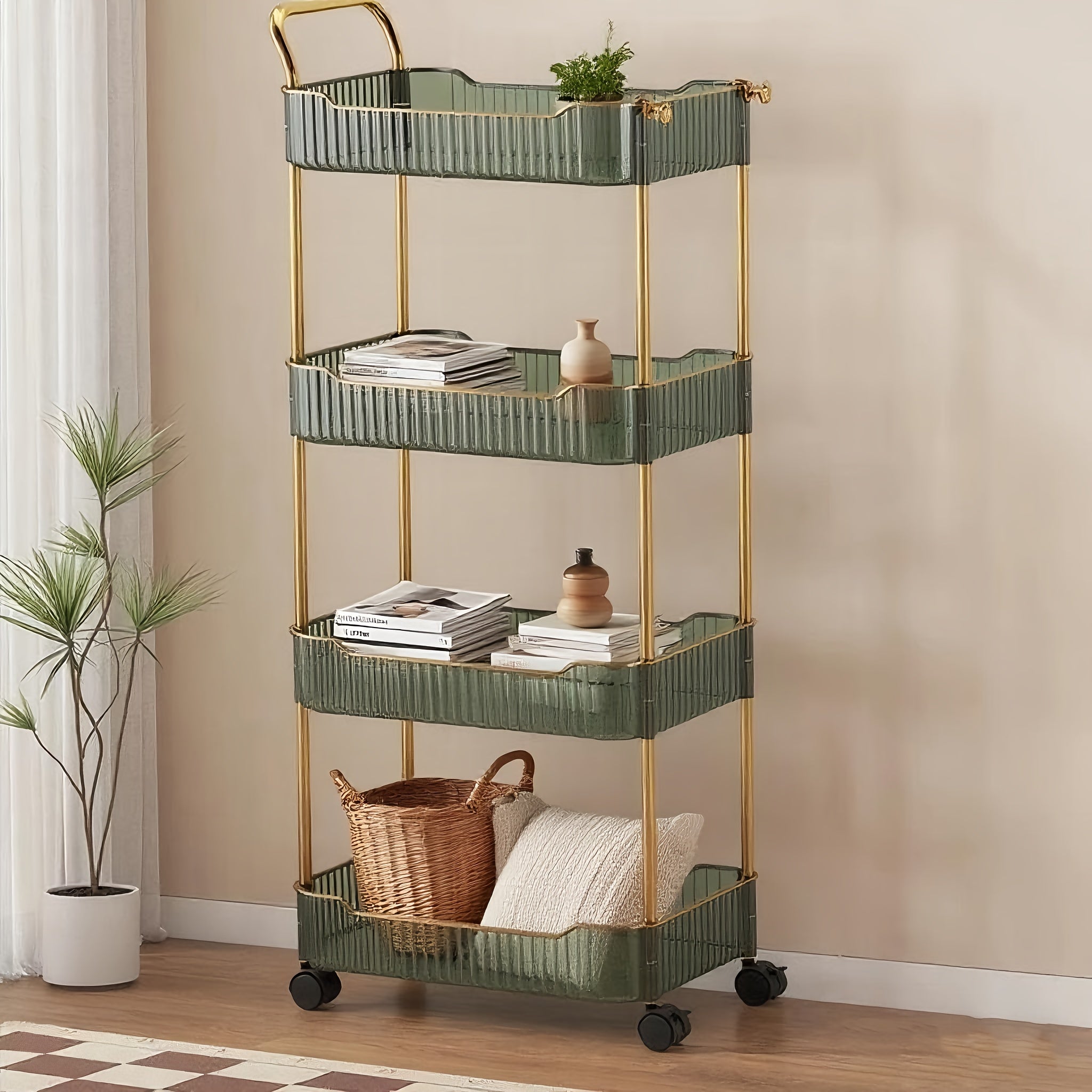 Ultra-Thin Plastic Rolling Storage Cart (3- or 4-Layer)
