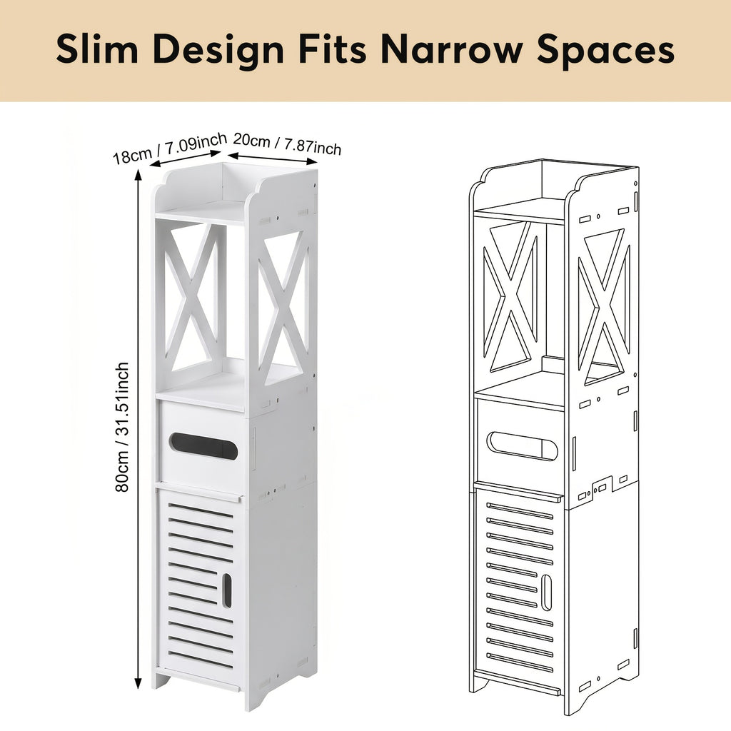 Slim Freestanding Bathroom Storage Cabinet (4-Shelf)