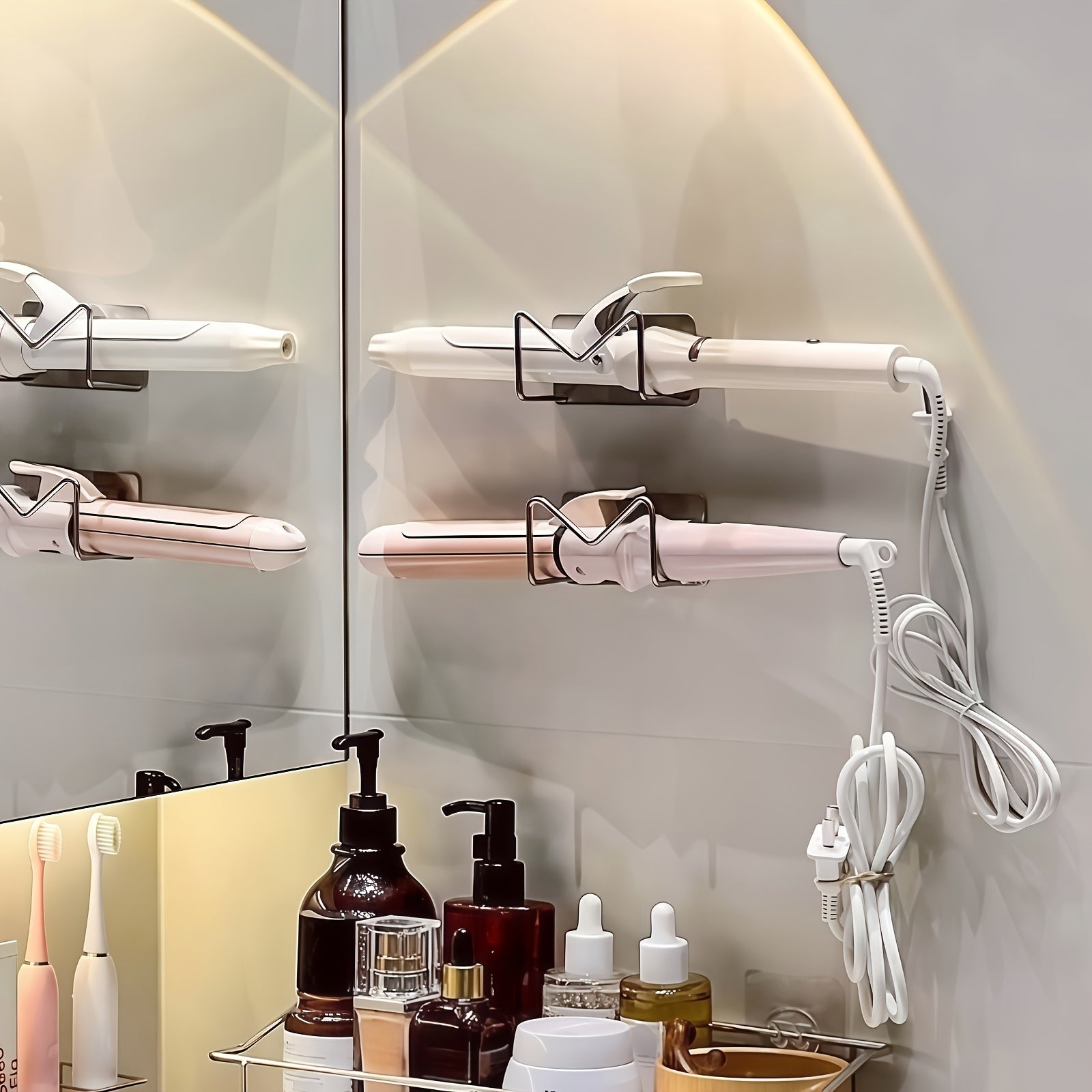 No-Drill 304 Stainless Steel Wall-Mounted Hair Tool Organizer