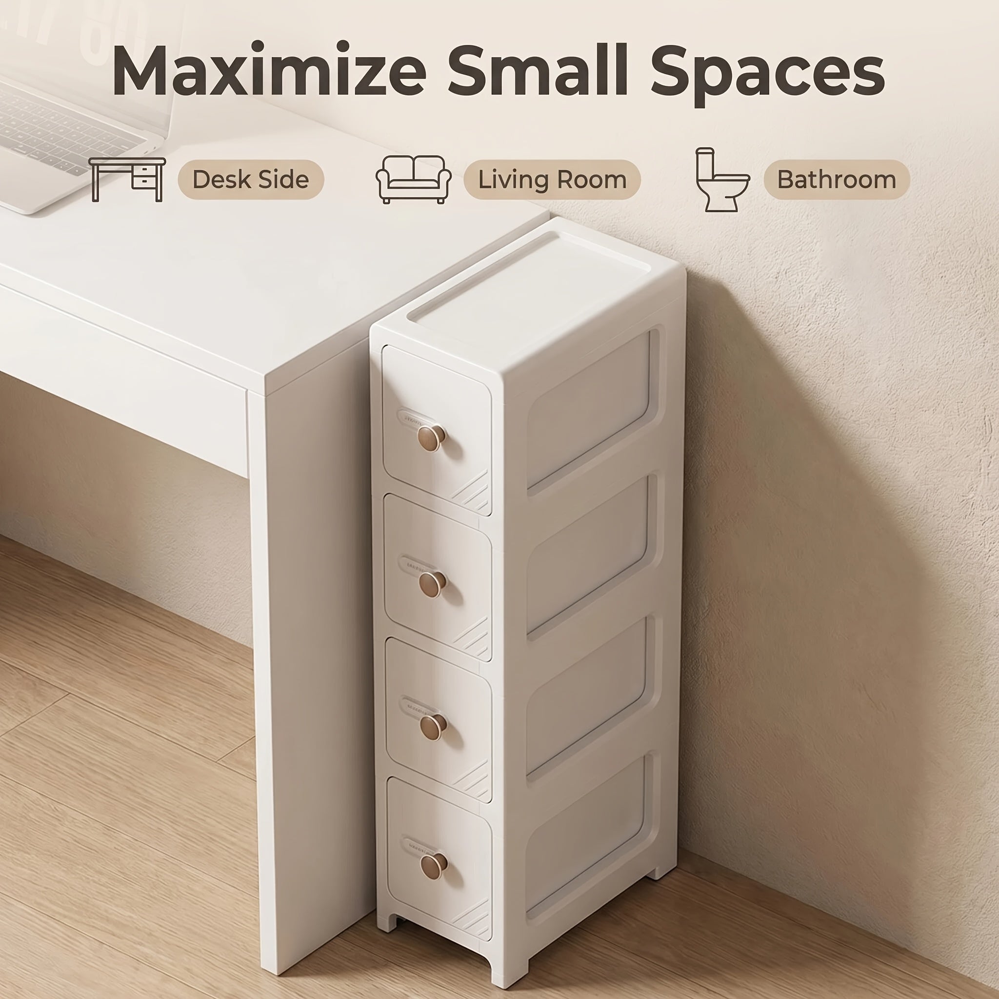 Slim Space-Saving Slide-Out Gap Shelf (4-Tier)