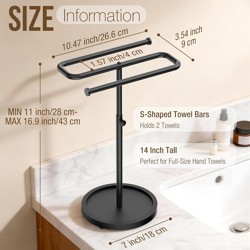 Adjustable Height Suction-Base Towel Rack & Jewelry Tray