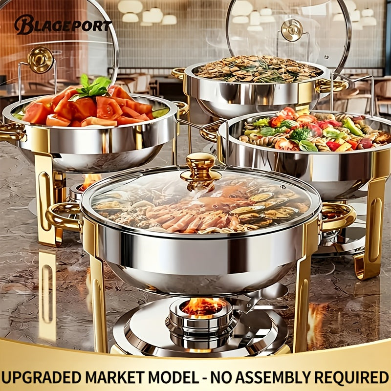 Titanium-Plated Stainless Steel Buffet Hot Pot Set (95% Pre-Assembled)