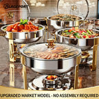 Titanium-Plated Stainless Steel Buffet Hot Pot Set (95% Pre-Assembled)