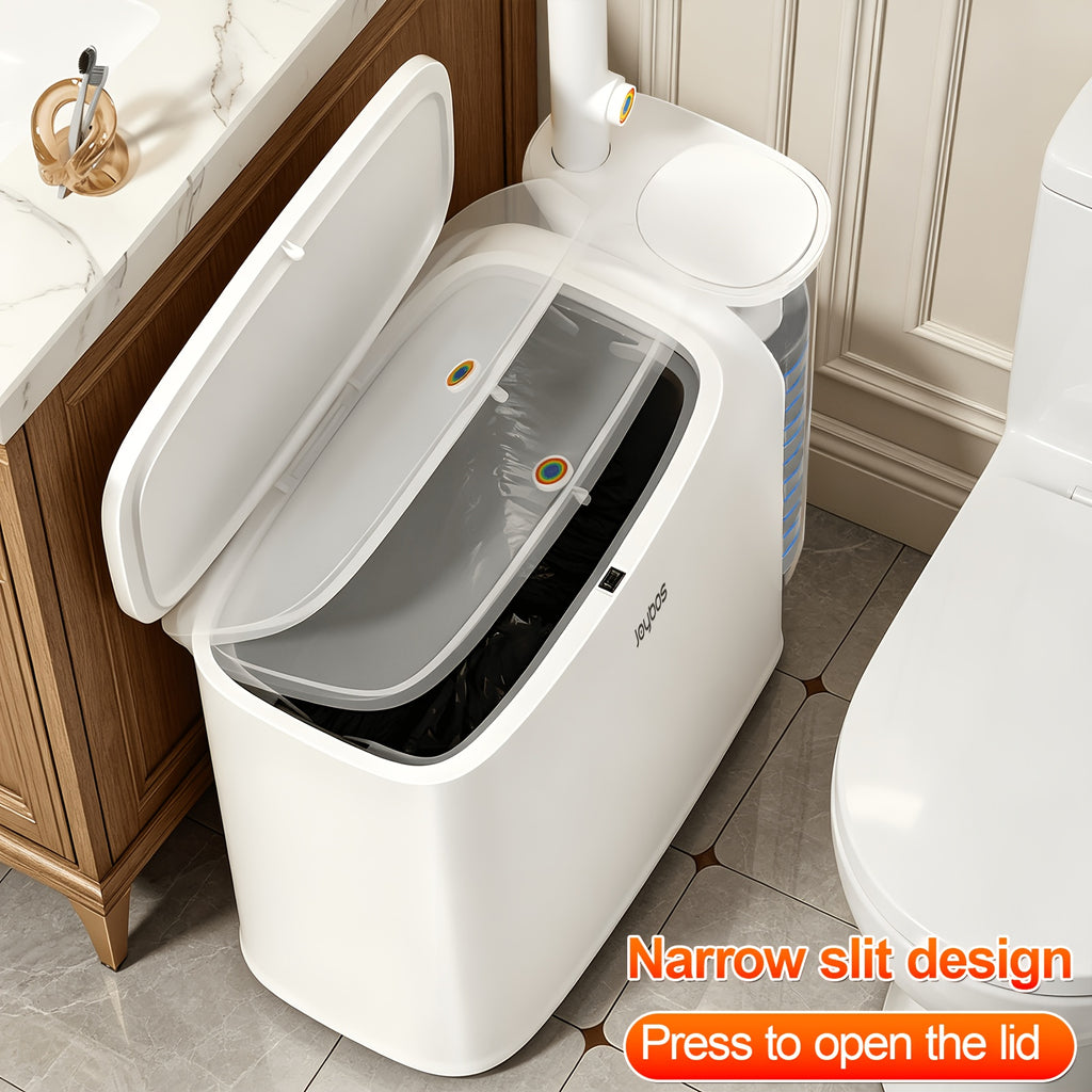 Space-Saving Pull-Out Trash Can & Toilet Brush Set (With Disposable Heads)