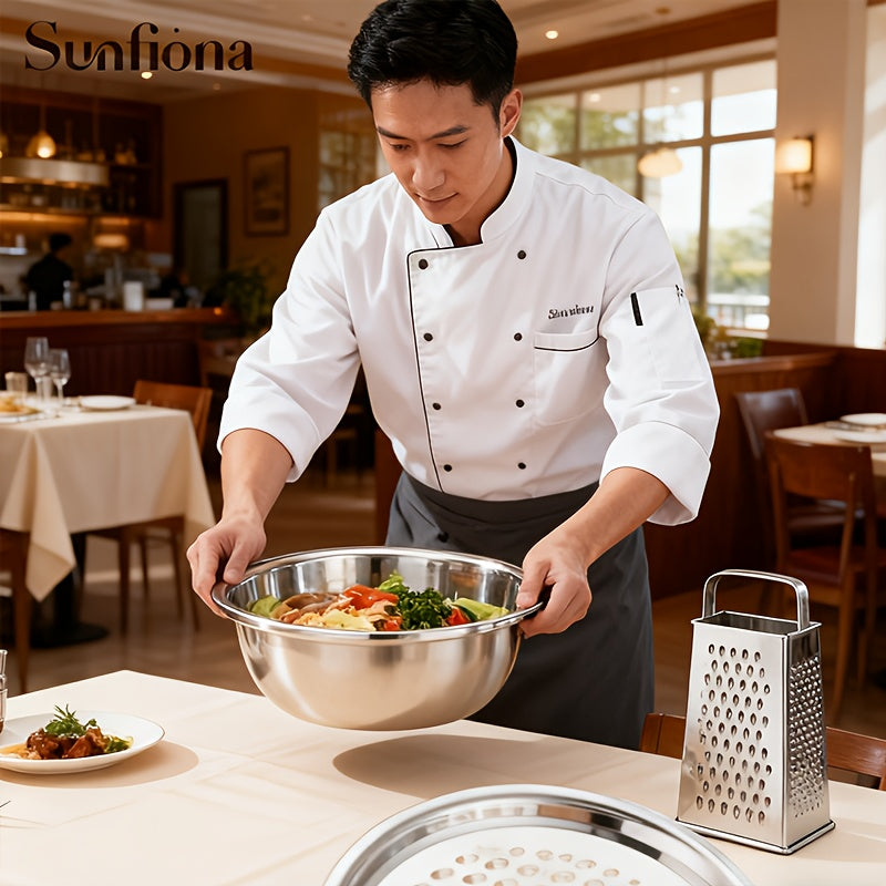 304 Stainless Steel Nesting Mixing Bowl Set (With Grater & Strainer Lids)