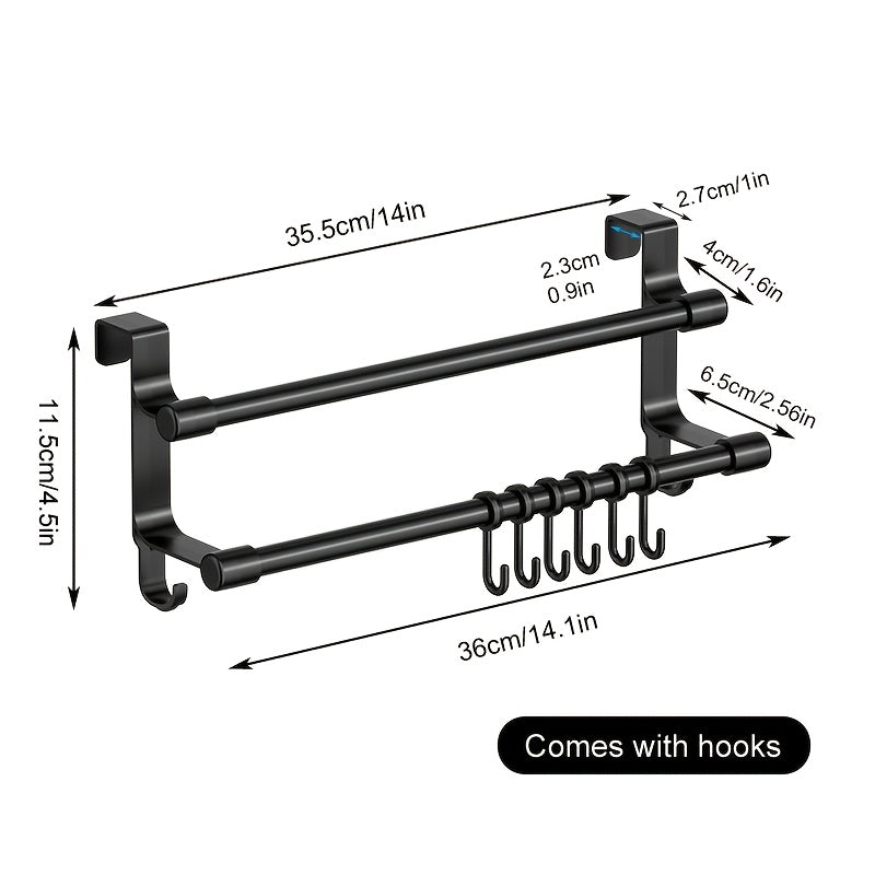 Over-Cabinet No-Drill Double-Bar Towel Rack