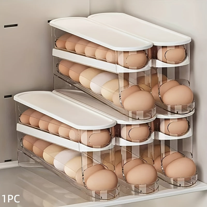 Space-Saving Double-Layer Egg Organizer (Transparent)