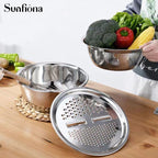 304 Stainless Steel Nesting Mixing Bowl Set (With Grater & Strainer Lids)