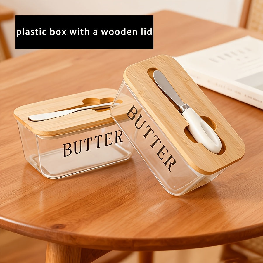 Airtight Silicone Seal Butter Dish (Bamboo Lid & Knife)