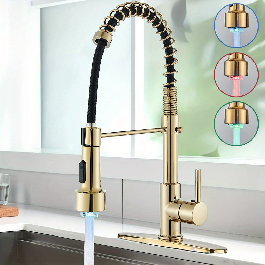 Brass 360° Swivel Kitchen Faucet (Hydroelectric LED)