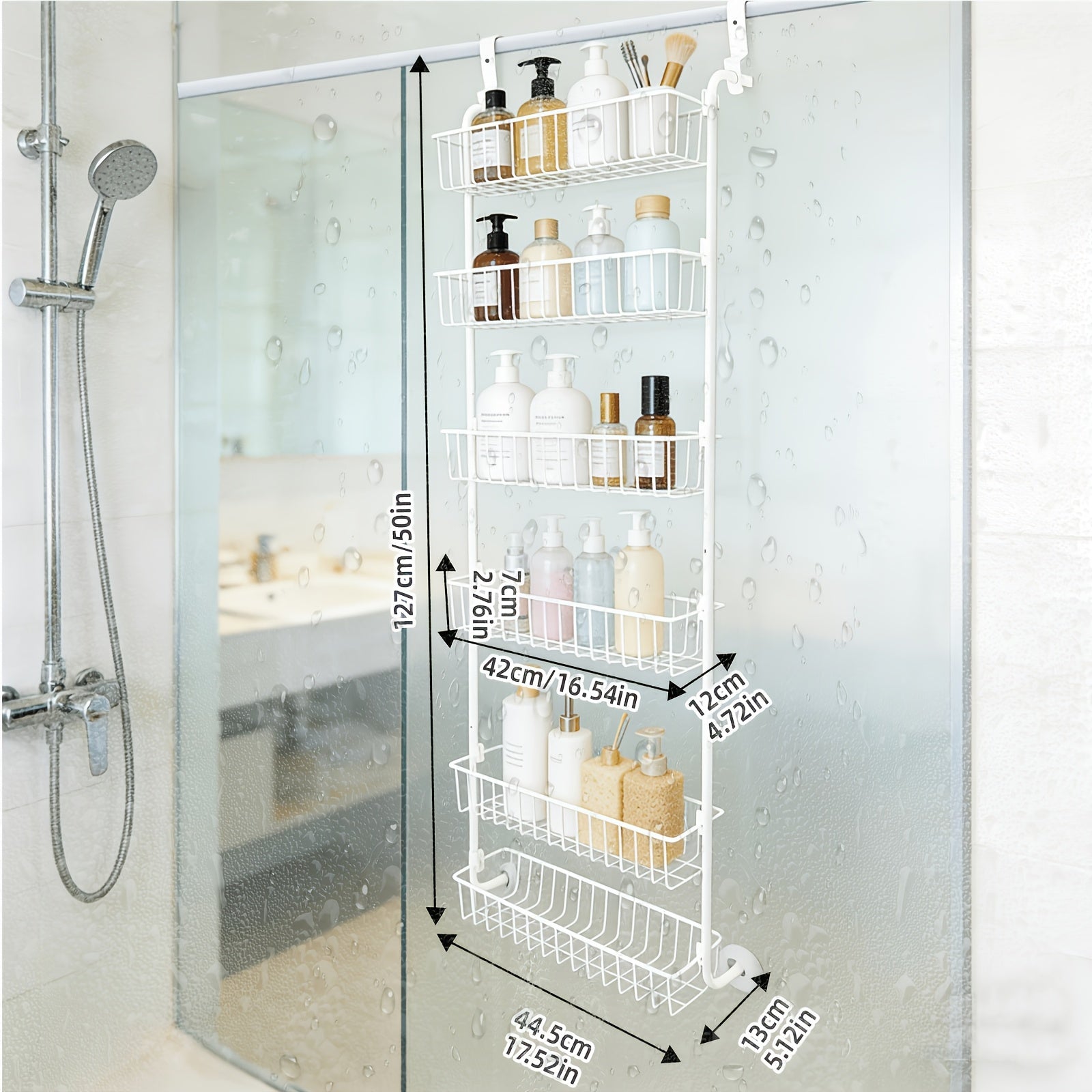 Heavy-Duty Wrought Iron Over-Door Shower Caddy (Multi-Tier)