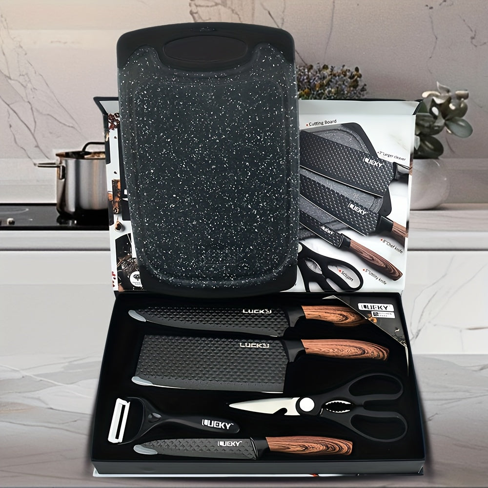 420 Stainless Steel Non-Stick Knife Set (6-Piece With Cutting Board)
