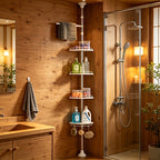 Retractable Punch-Free Rust-Proof Bathroom Corner Storage Rack