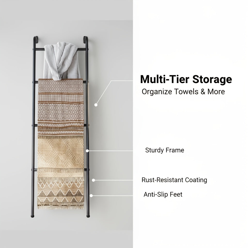 Space-Saving Freestanding Metal Blanket Ladder (4-Tier)