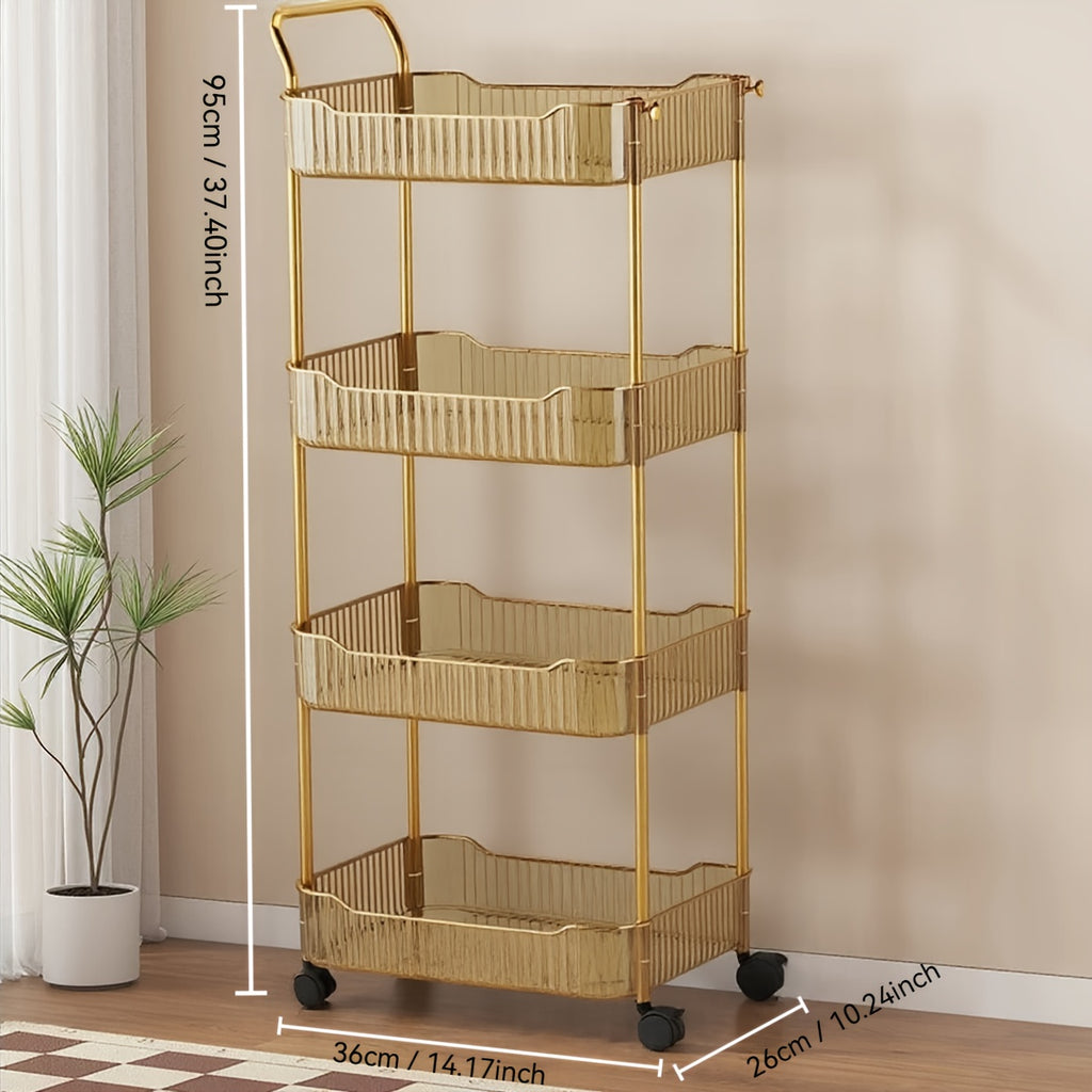 Ultra-Thin Plastic Rolling Storage Cart (3- or 4-Layer)