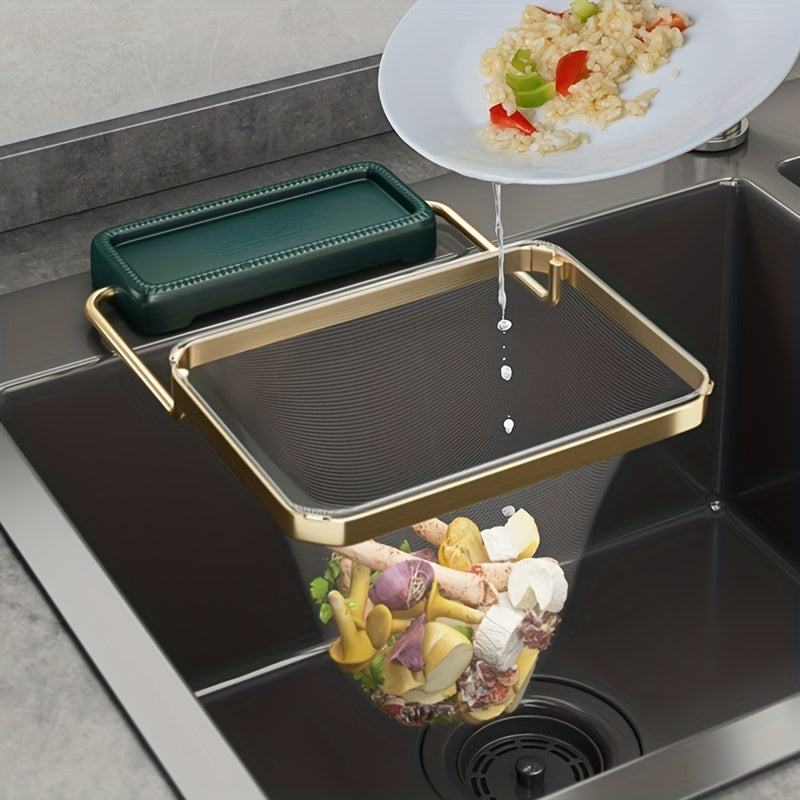 Foldable Metal Sink Strainer Rack (Includes 50 Disposable Mesh Bags)