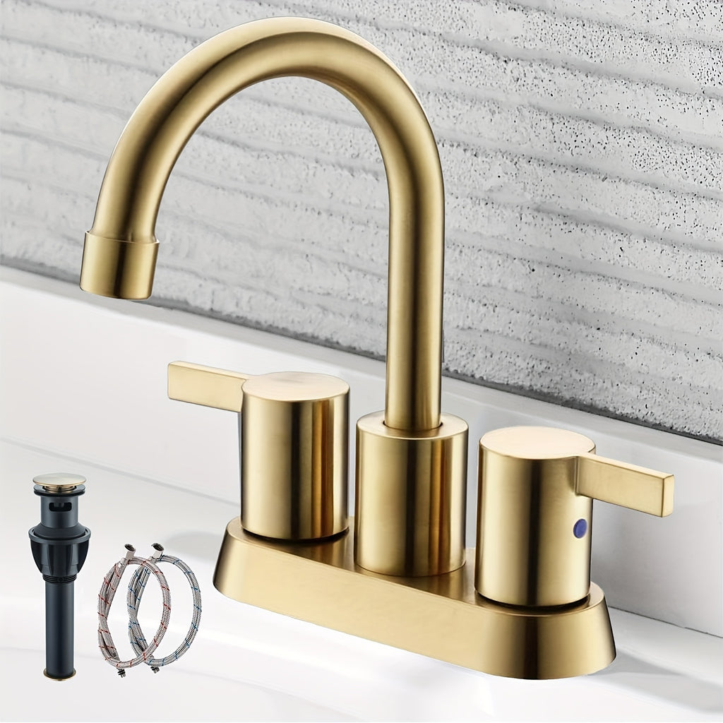 Brass 360° Swivel Bathroom Faucet (4-Inch Centerset)