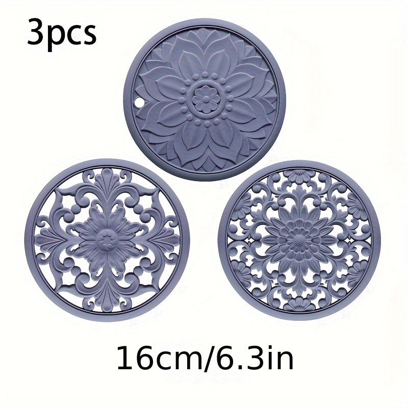 Heat-Resistant Non-Slip Silicone Trivet Set (3-Piece)