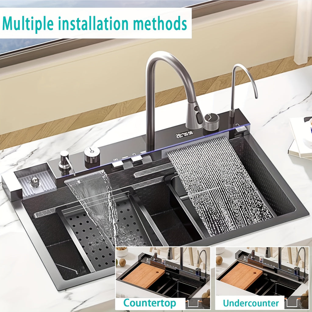 Stainless Steel Waterfall Workstation Sink (Drop-In)
