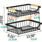 Dual-Tier Metal Countertop Fruit Basket (With Banana Hangers)