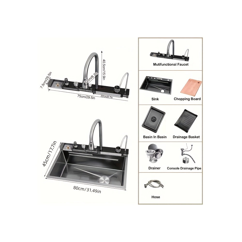 Stainless Steel Waterfall Workstation Sink (Drop-In)