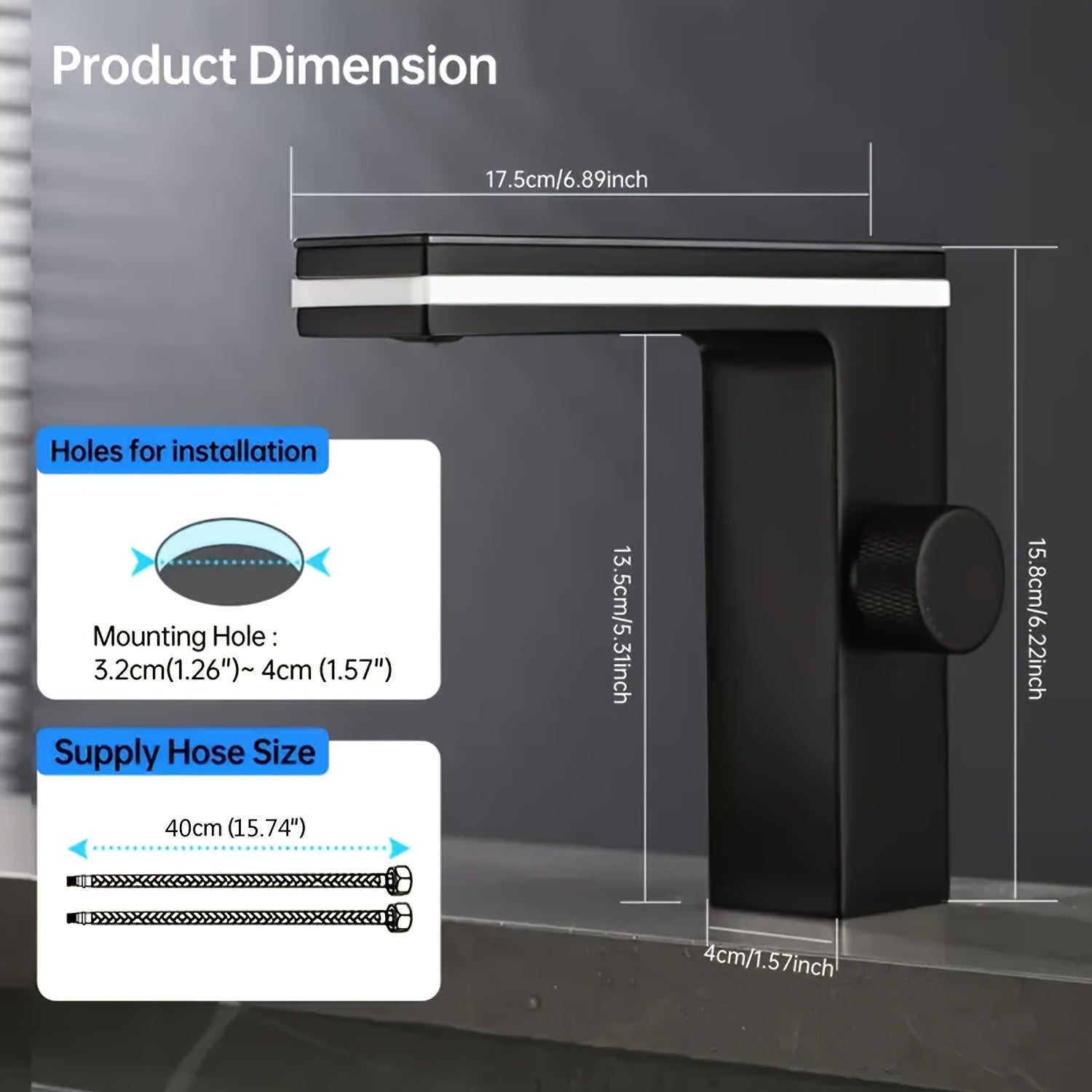 Hydroelectric LED Temperature Display Stainless Steel Bathroom Faucet (Single-Hole)