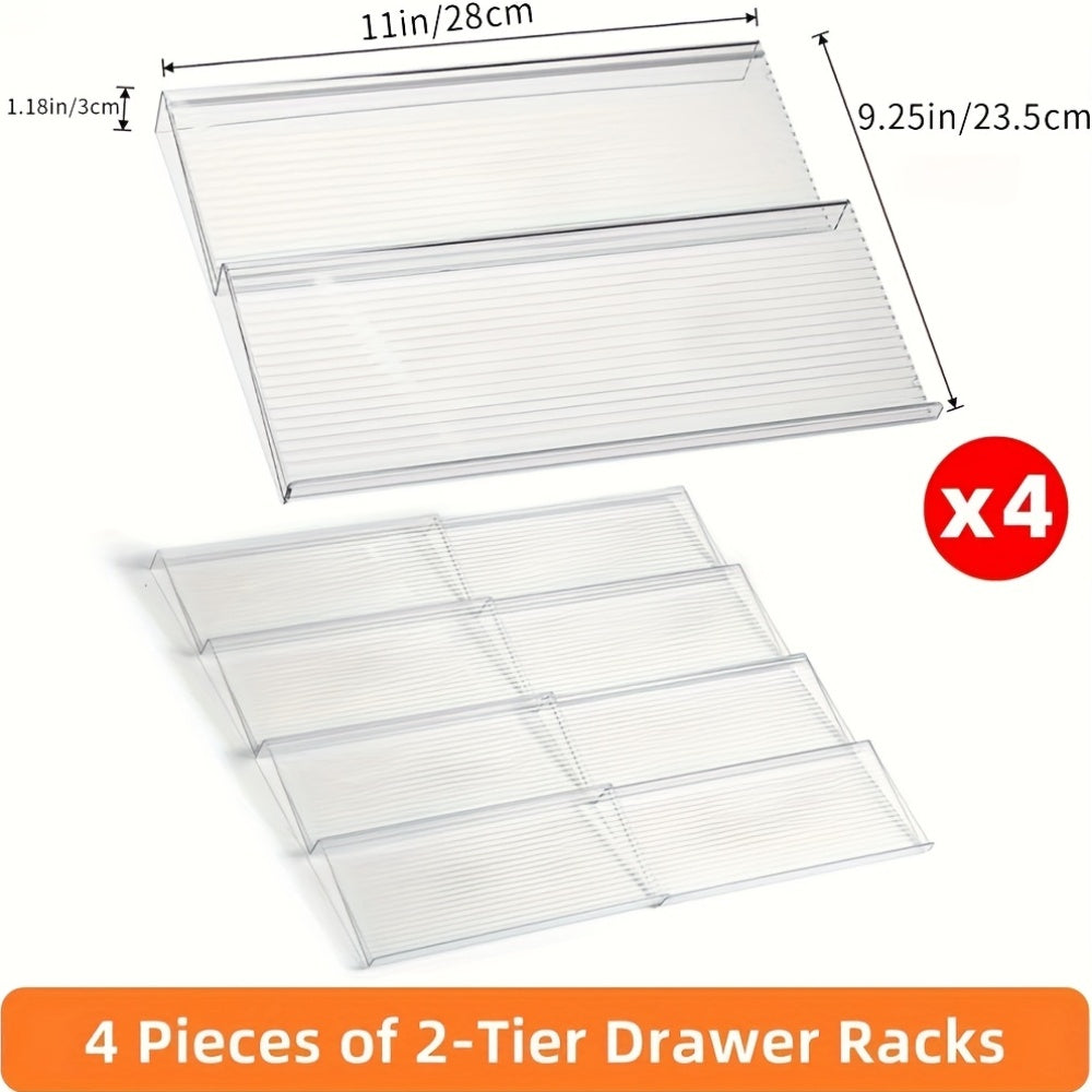 Expandable & Retractable Transparent Acrylic Spice Organizer (2-Tier)