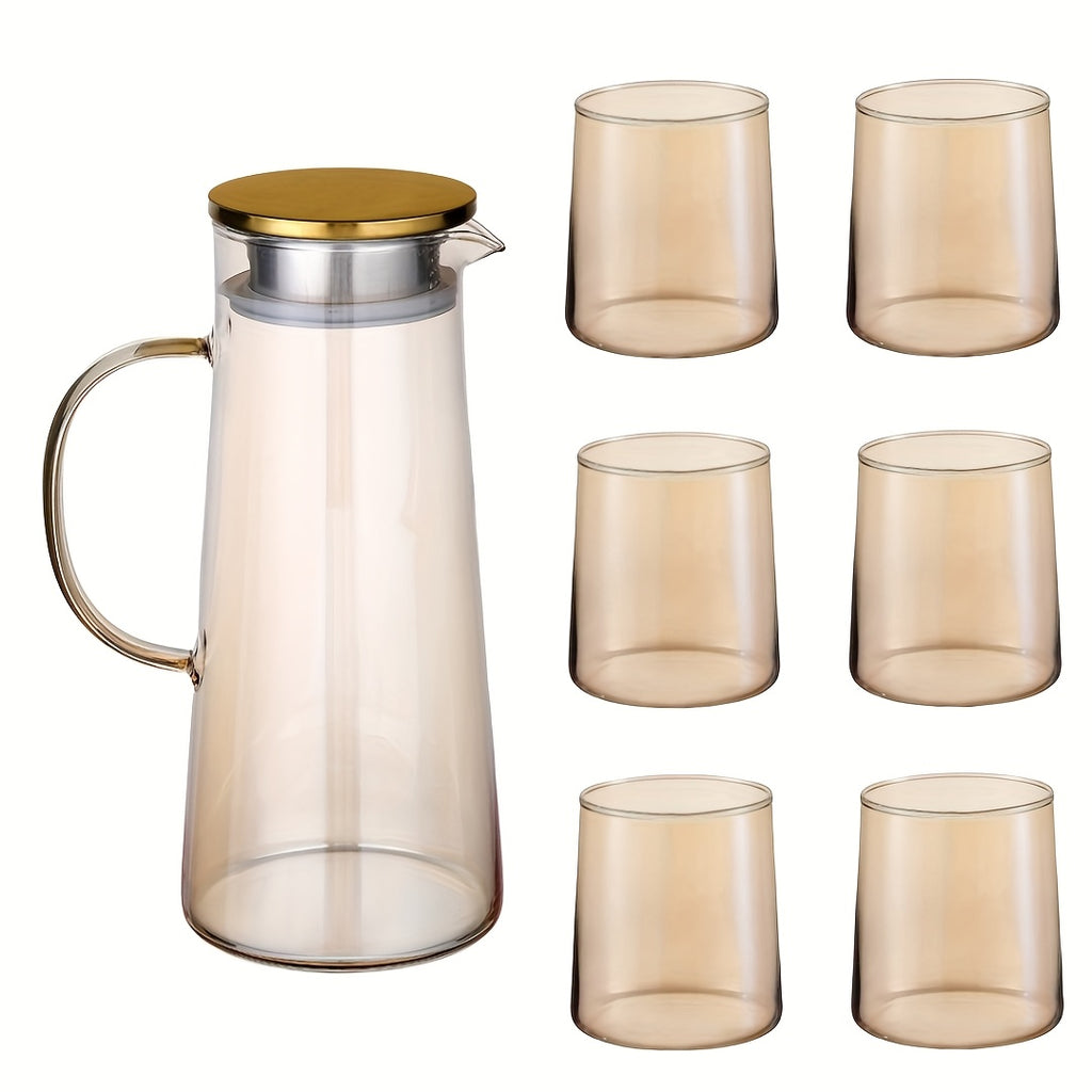 Heat-Resistant Borosilicate Glass Jug & Cup Set (Set of 5 or 7)